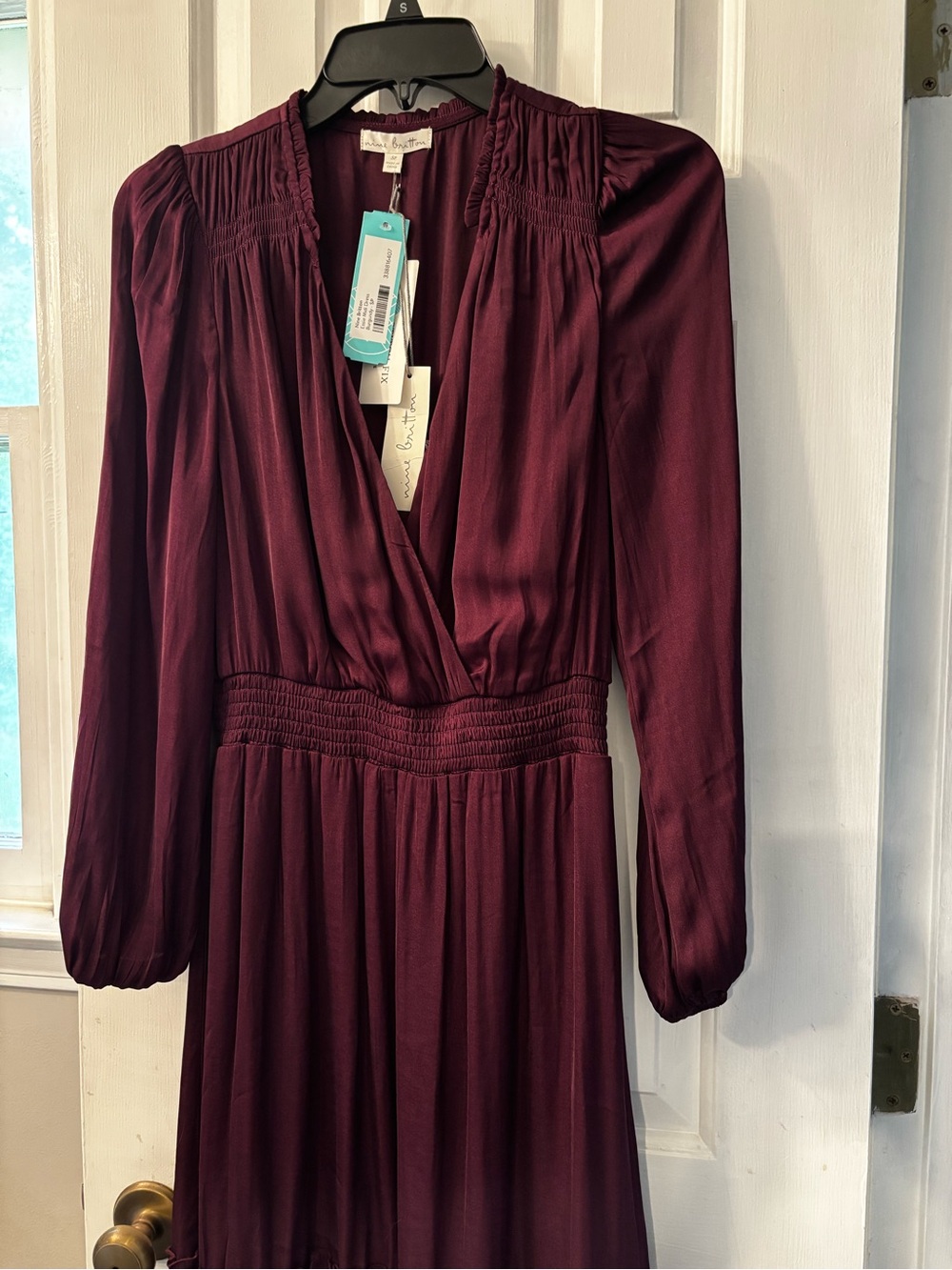 burgundy midi dress, size SP, by nine britton